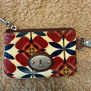 Fossil Women's Multicolor Floral Keychain Card Case Wallet